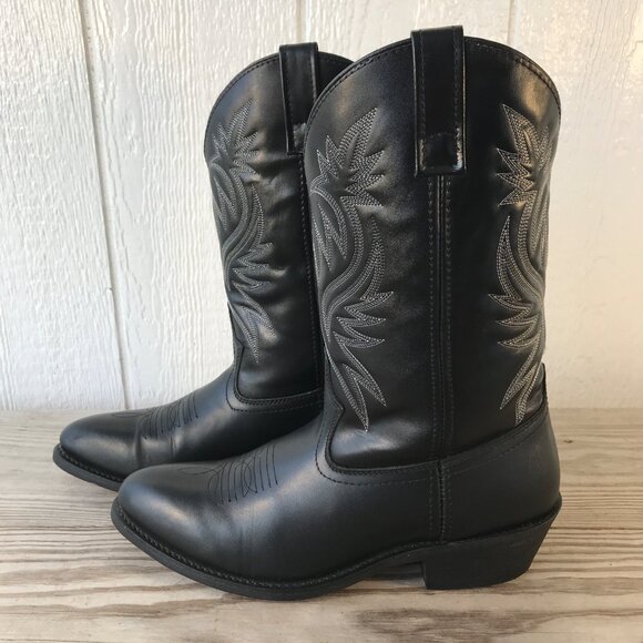 Laredo London Dress Mens Black Leather Vamp and Counter Western Boots 11 D 4210 - Picture 1 of 13